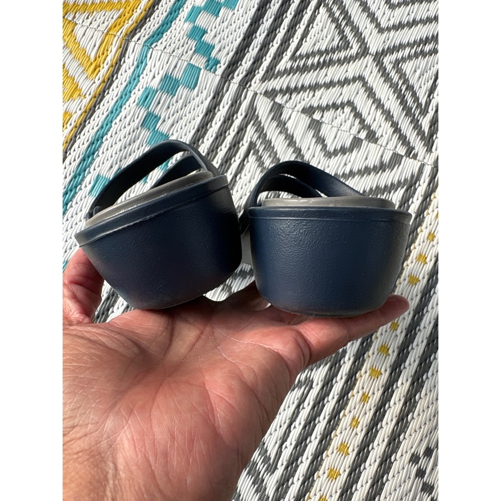 Crocs Patricia Wedge Sandals Navy Blue Grey Strappy Slip On Womens 6 - Picture 8 of 9